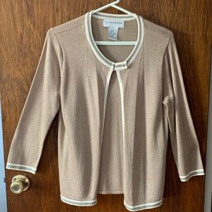 Sag Harbor dress top in tan bordered in cream.